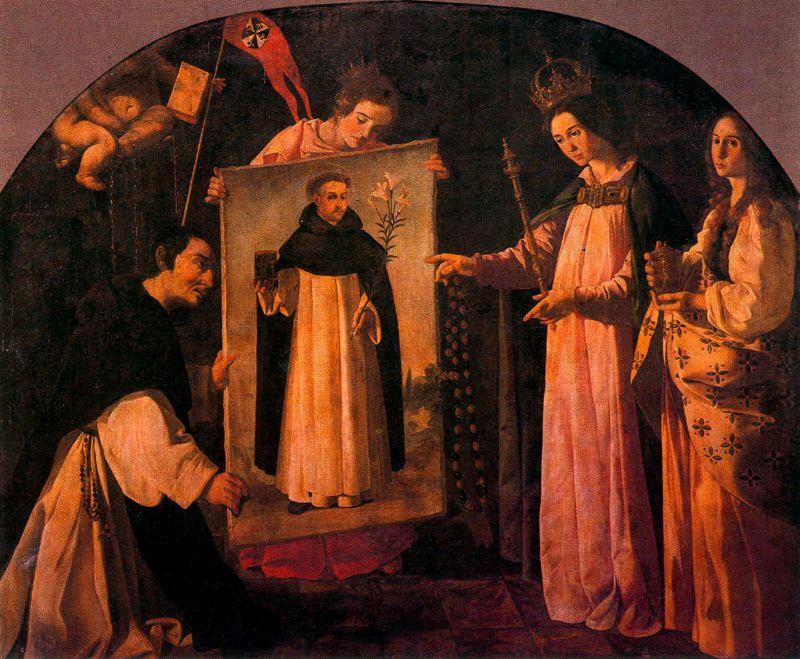 WikiOO.org - 백과 사전 - 회화, 삽화 Francisco Zurbaran - Aparición de la Virgen a los monjes de Soriano