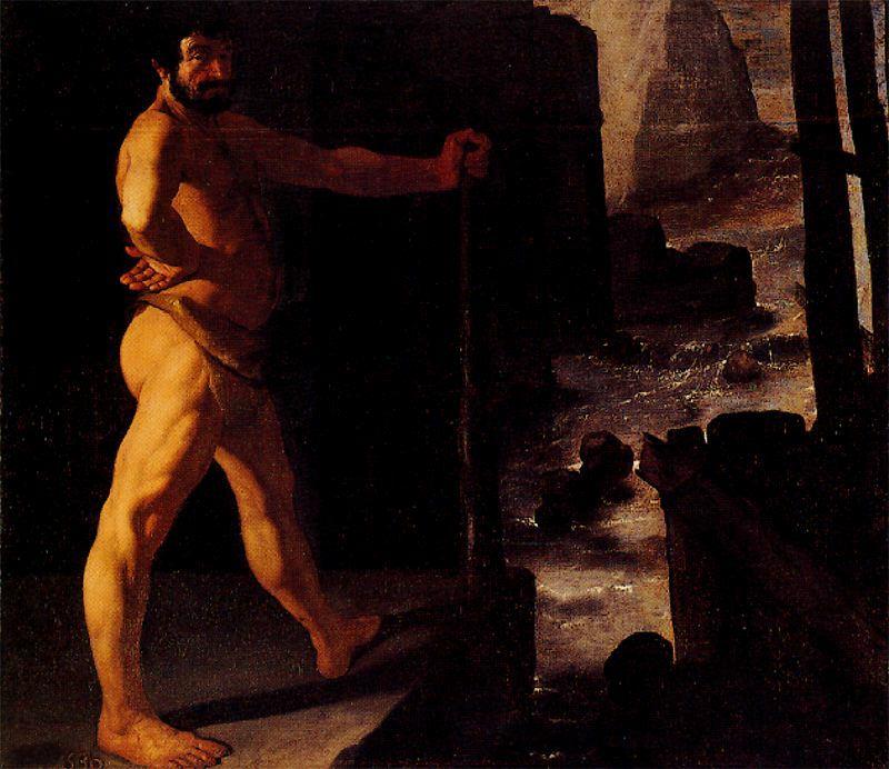 WikiOO.org - Encyclopedia of Fine Arts - Lukisan, Artwork Francisco Zurbaran - Hércules detiene el curso del rio Alfeo