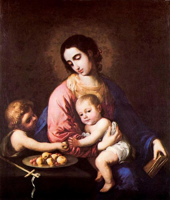 WikiOO.org - Encyclopedia of Fine Arts - Maleri, Artwork Francisco Zurbaran - La Virgen y el Niño con san Juan 1