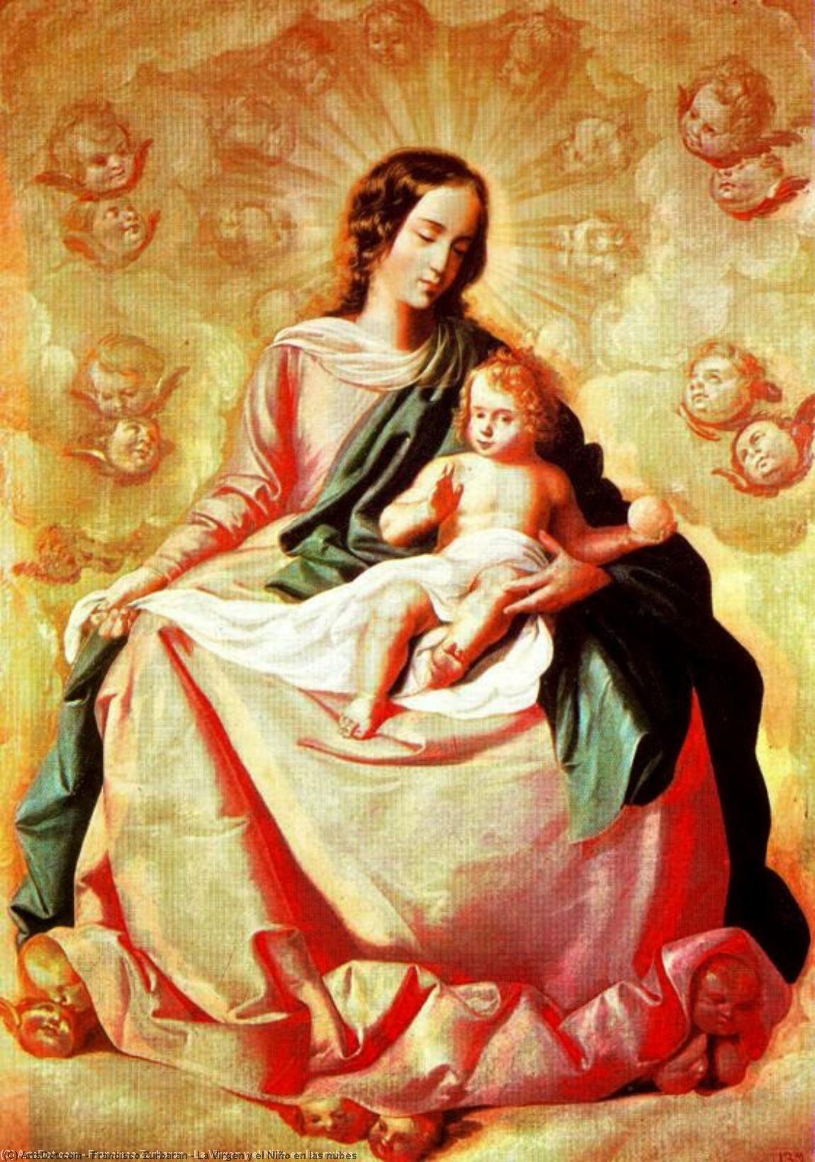WikiOO.org - Encyclopedia of Fine Arts - Maleri, Artwork Francisco Zurbaran - La Virgen y el Niño en las nubes