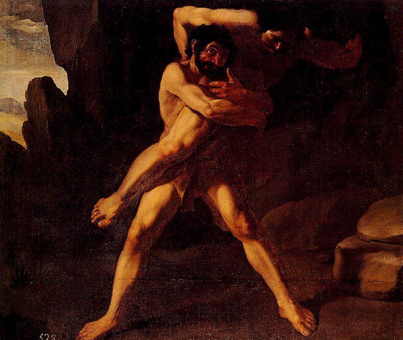 WikiOO.org - Encyclopedia of Fine Arts - Maleri, Artwork Francisco Zurbaran - Lucha de Hércules con Anteo