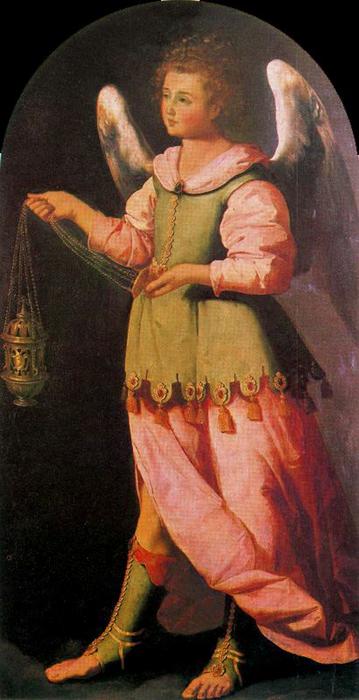 WikiOO.org - Encyclopedia of Fine Arts - Målning, konstverk Francisco Zurbaran - Ángel con incensario, mirado a la izquierda