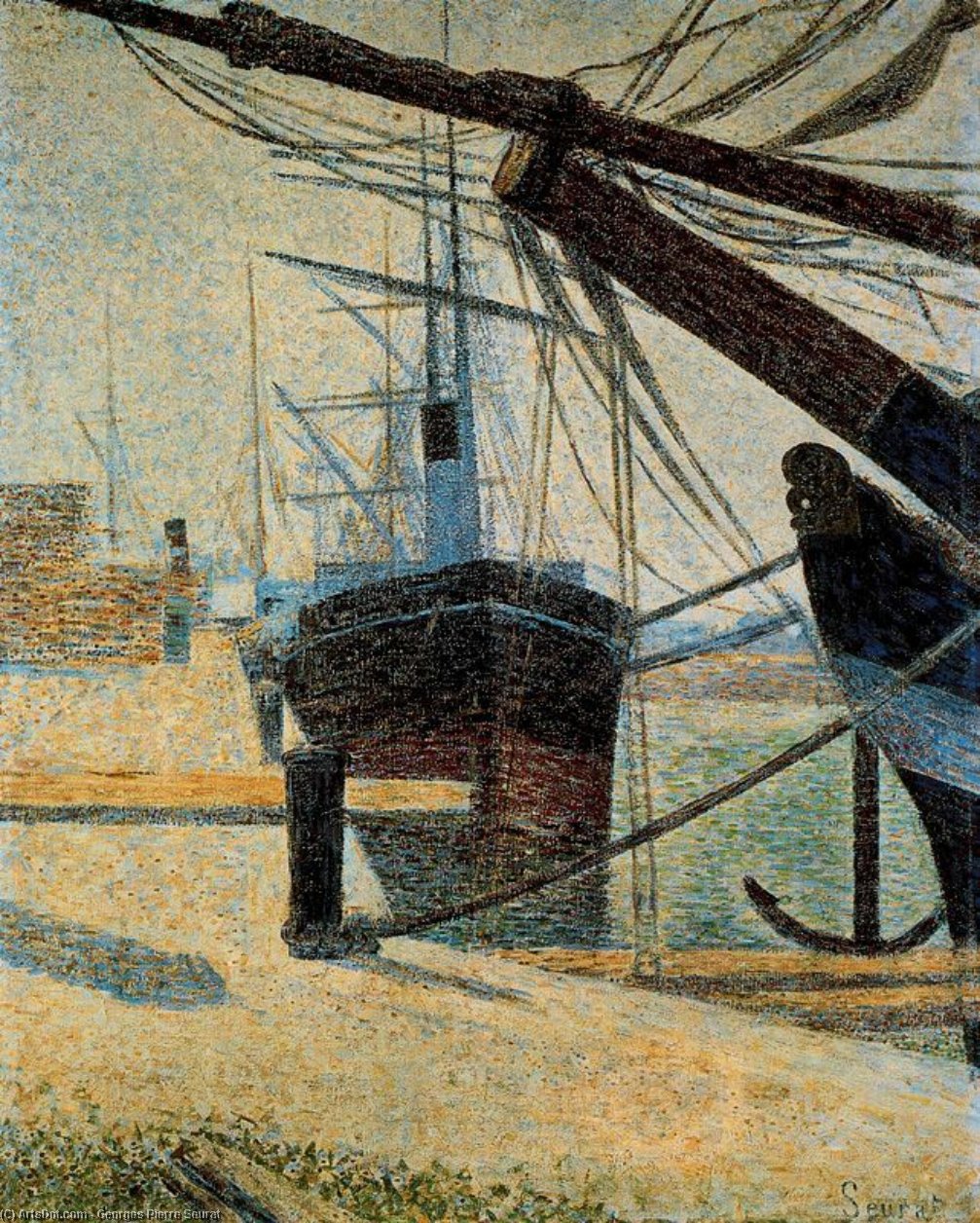 WikiOO.org - Енциклопедия за изящни изкуства - Живопис, Произведения на изкуството Georges Pierre Seurat - A Corner of the Habor of Honfleur