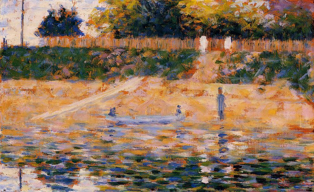WikiOO.org - 百科事典 - 絵画、アートワーク Georges Pierre Seurat - ボート 近い  ザー  ビーチ  で  アニエール