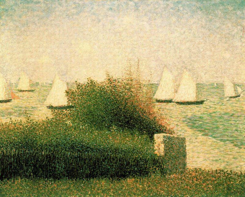 WikiOO.org - Enciclopedia of Fine Arts - Pictura, lucrări de artă Georges Pierre Seurat - Boats Riding at Anchor, Grandcamp