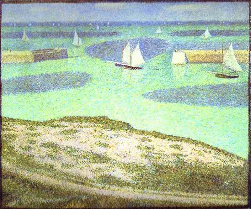 Wikoo.org - موسوعة الفنون الجميلة - اللوحة، العمل الفني Georges Pierre Seurat - Fishing Fleet at Port-en-Bessin