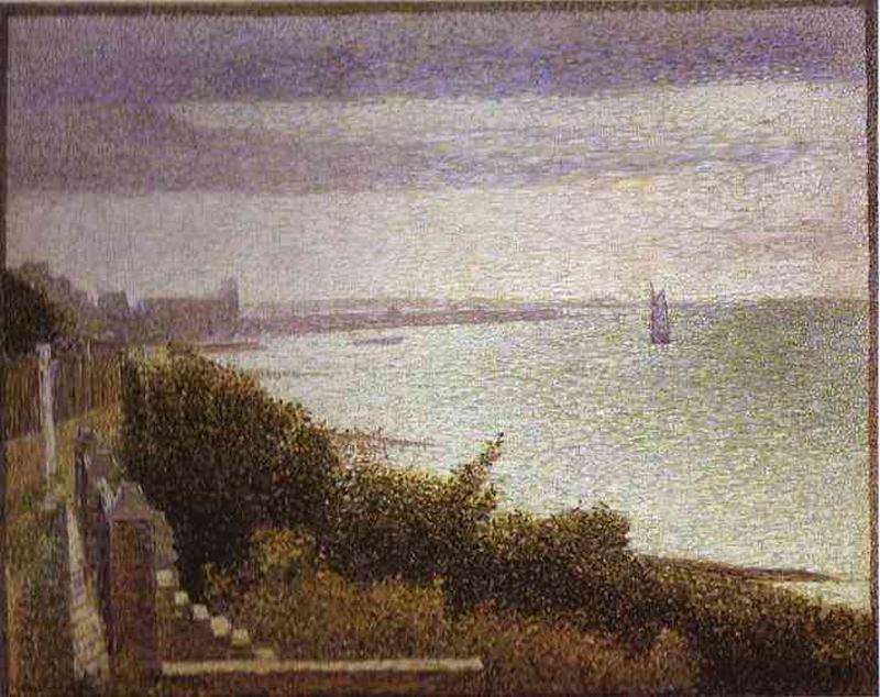 Wikioo.org - The Encyclopedia of Fine Arts - Painting, Artwork by Georges Pierre Seurat - Grandcamp Evening