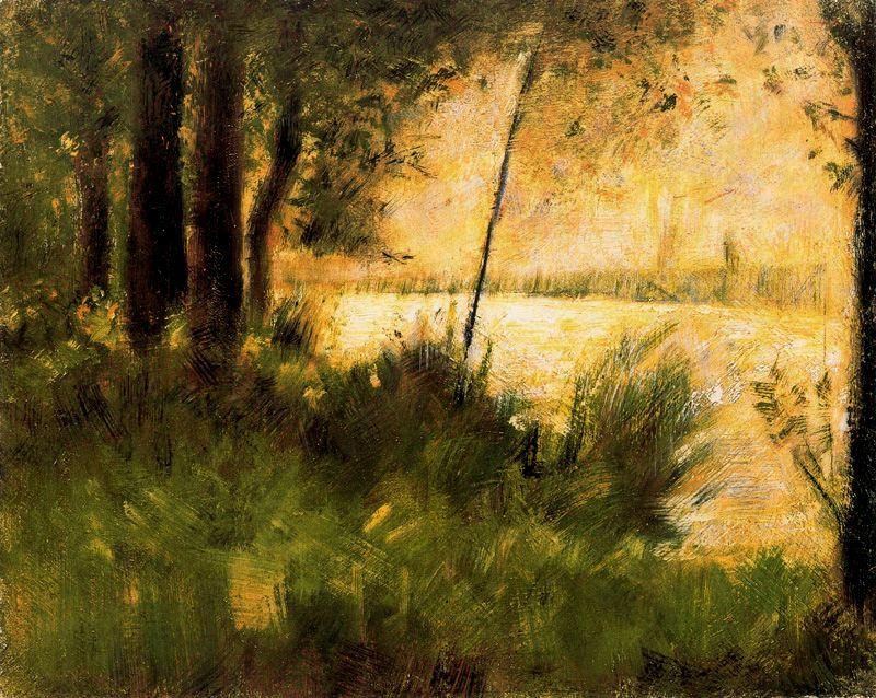 WikiOO.org - Encyclopedia of Fine Arts - Lukisan, Artwork Georges Pierre Seurat - Grassy Riverbank