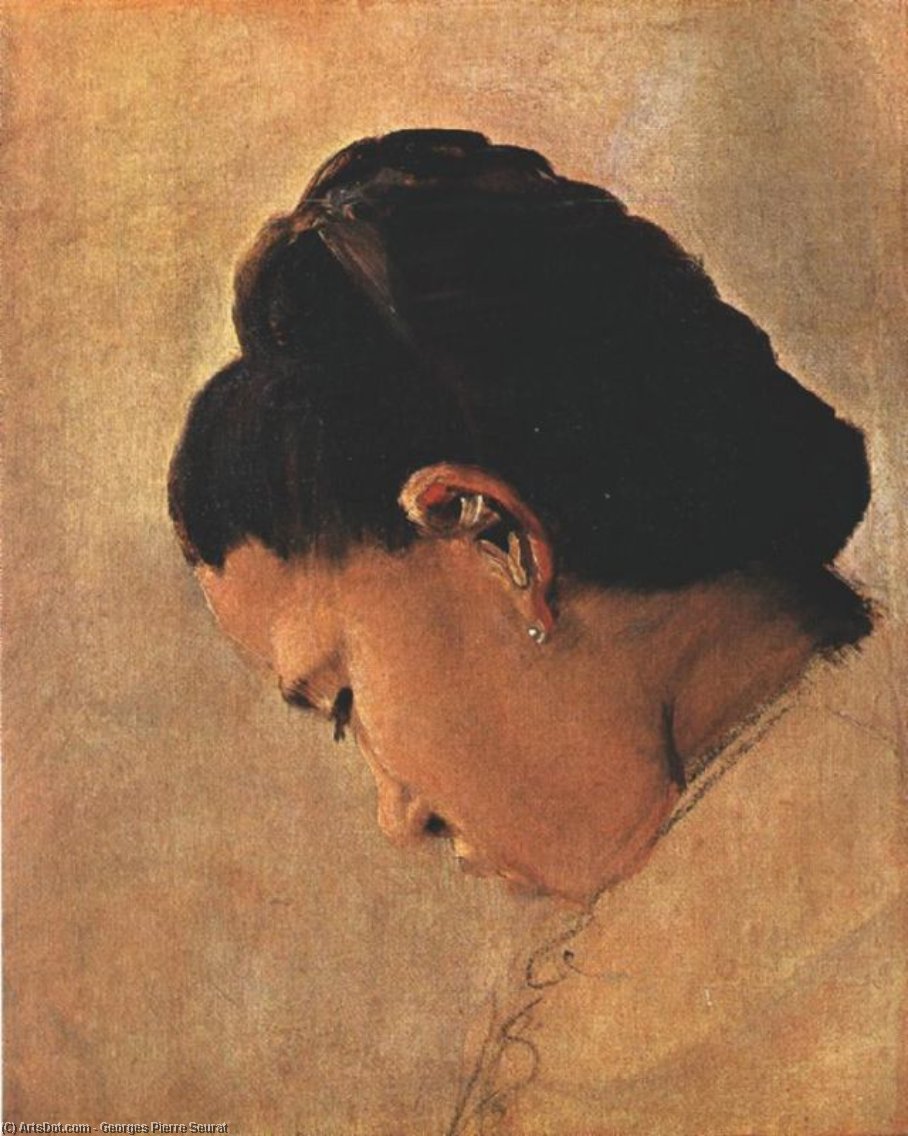 WikiOO.org - Εγκυκλοπαίδεια Καλών Τεχνών - Ζωγραφική, έργα τέχνης Georges Pierre Seurat - Head of a Girl