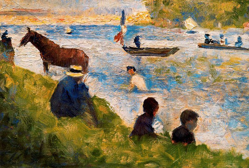 Wikioo.org - The Encyclopedia of Fine Arts - Painting, Artwork by Georges Pierre Seurat - Horse and Boats