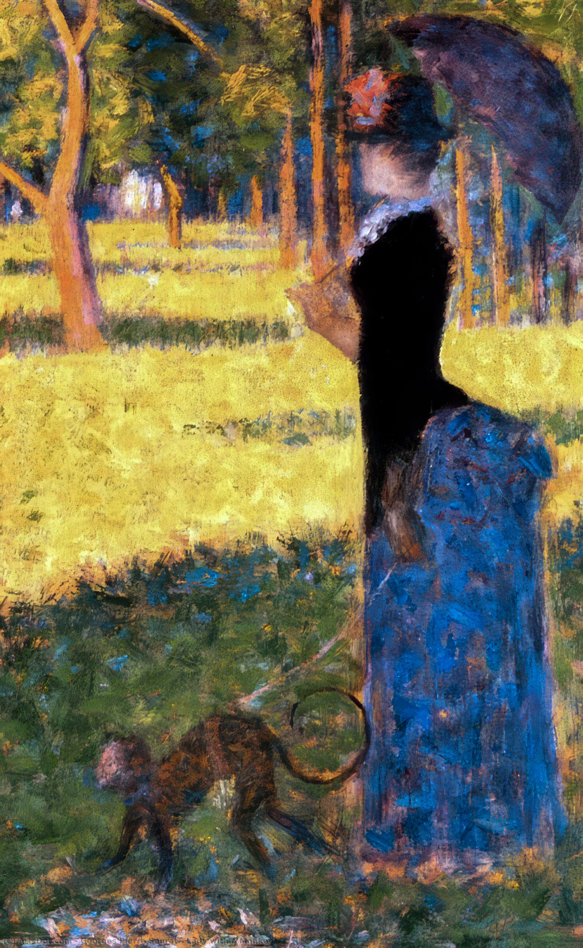 WikiOO.org - Εγκυκλοπαίδεια Καλών Τεχνών - Ζωγραφική, έργα τέχνης Georges Pierre Seurat - Lady with a Monkey