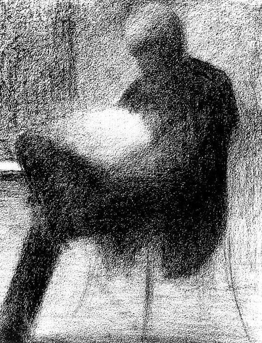 Wikioo.org - The Encyclopedia of Fine Arts - Painting, Artwork by Georges Pierre Seurat - Man Reading on a Terrace
