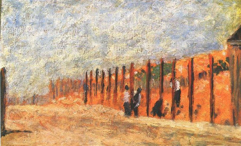 WikiOO.org - Εγκυκλοπαίδεια Καλών Τεχνών - Ζωγραφική, έργα τέχνης Georges Pierre Seurat - Peasants Driving Stakes