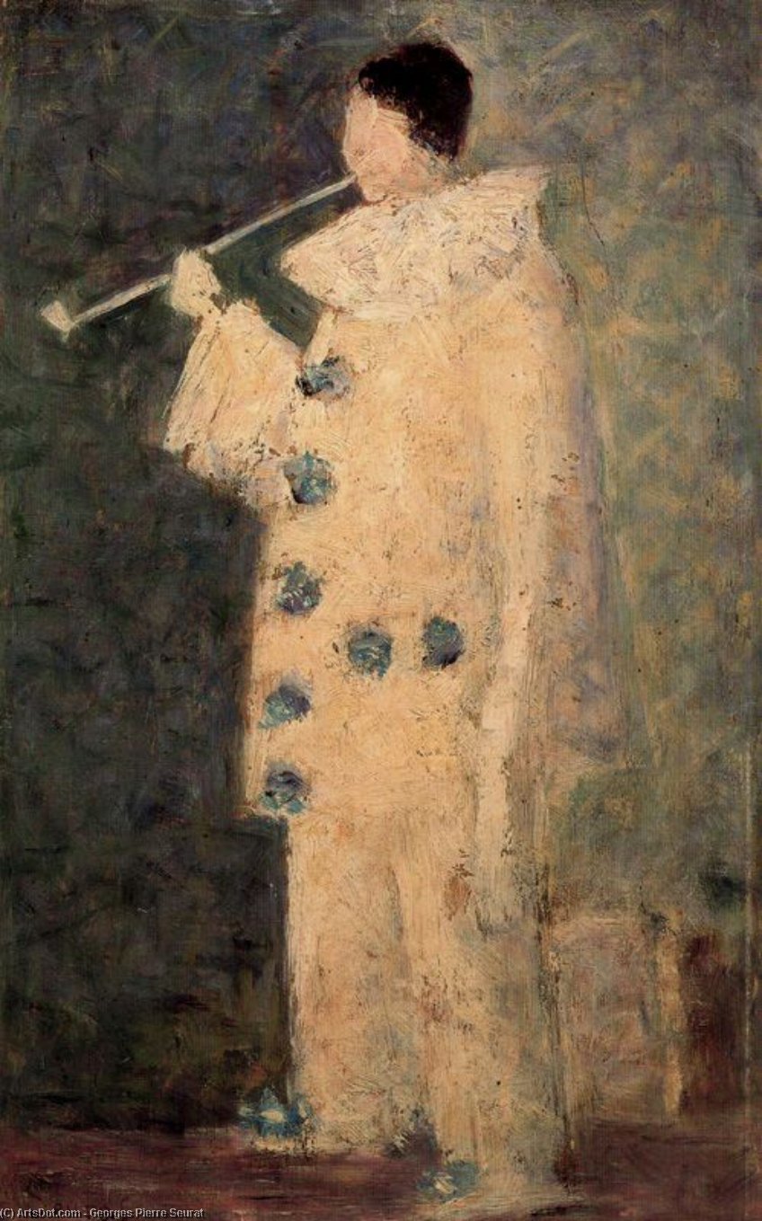 WikiOO.org - Encyclopedia of Fine Arts - Maleri, Artwork Georges Pierre Seurat - Pierrot with a White Pipe