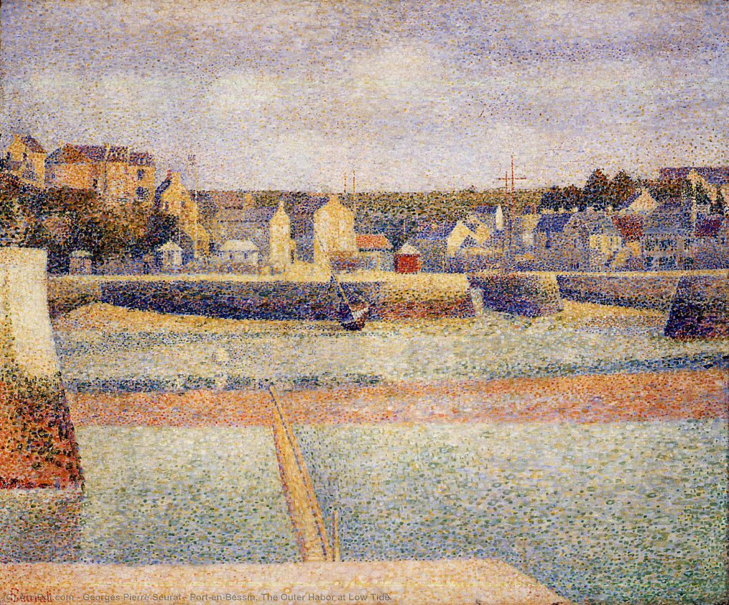 WikiOO.org - Енциклопедия за изящни изкуства - Живопис, Произведения на изкуството Georges Pierre Seurat - Port-en-Bessin. The Outer Habor at Low Tide