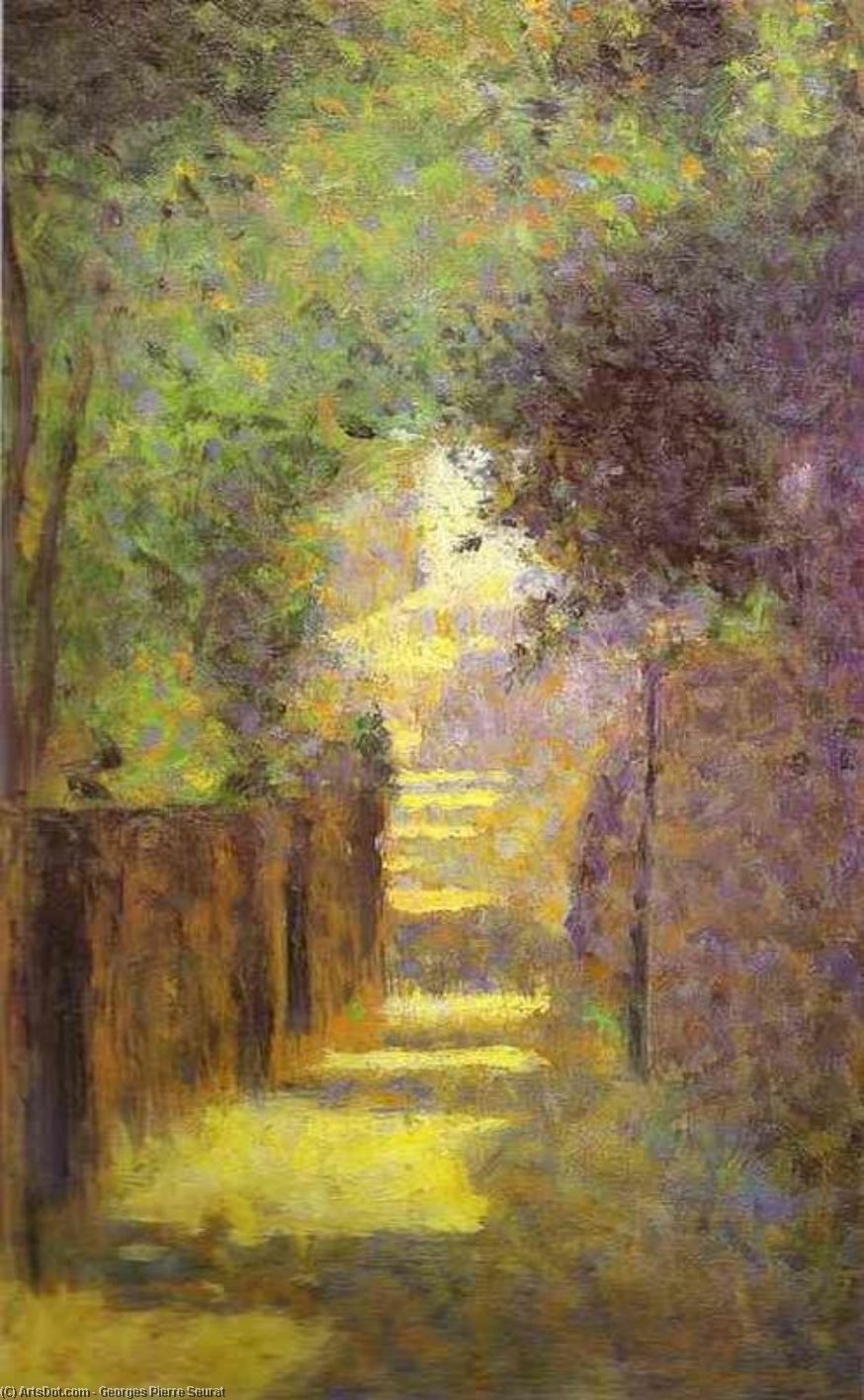 Wikioo.org – La Enciclopedia de las Bellas Artes - Pintura, Obras de arte de Georges Pierre Seurat - Ruda Saint-Vincent , Montmartre , en primavera