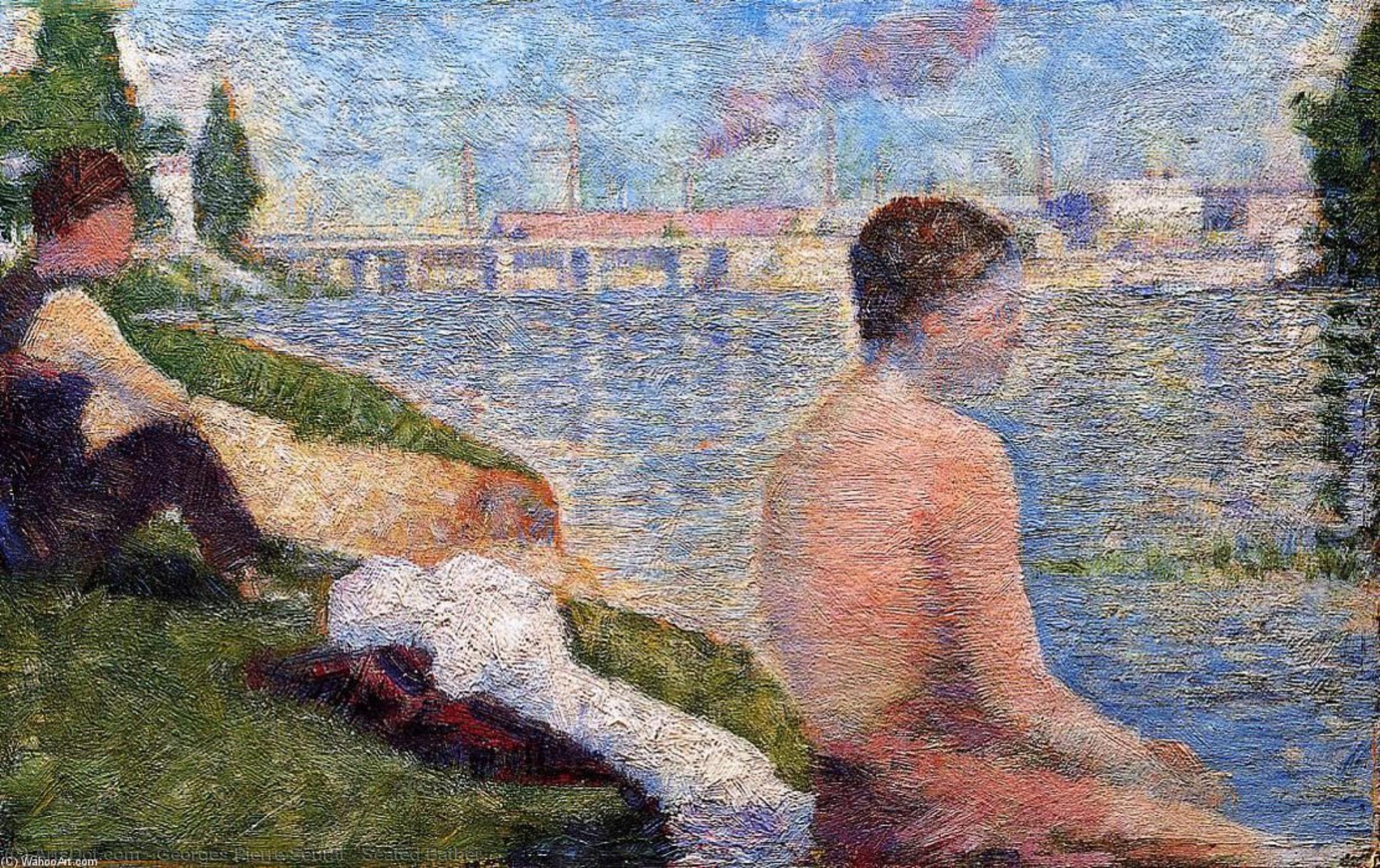WikiOO.org - 百科事典 - 絵画、アートワーク Georges Pierre Seurat - 座っている 水浴びをする人
