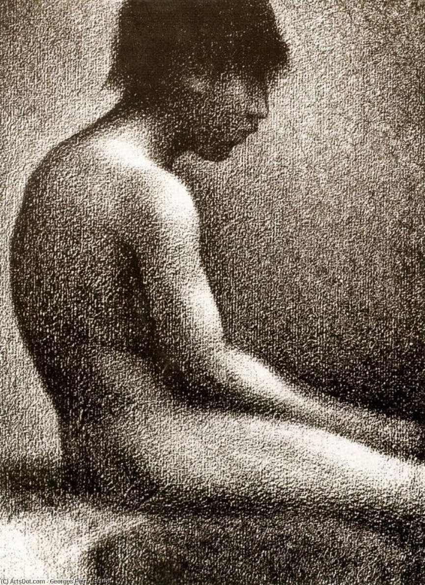 WikiOO.org - Encyclopedia of Fine Arts - Maleri, Artwork Georges Pierre Seurat - Seated Nude