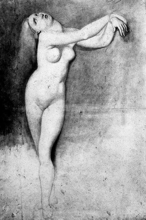 Wikioo.org - Bách khoa toàn thư về mỹ thuật - Vẽ tranh, Tác phẩm nghệ thuật Georges Pierre Seurat - Study after Ingres ''Angelica Chained to the Rock''