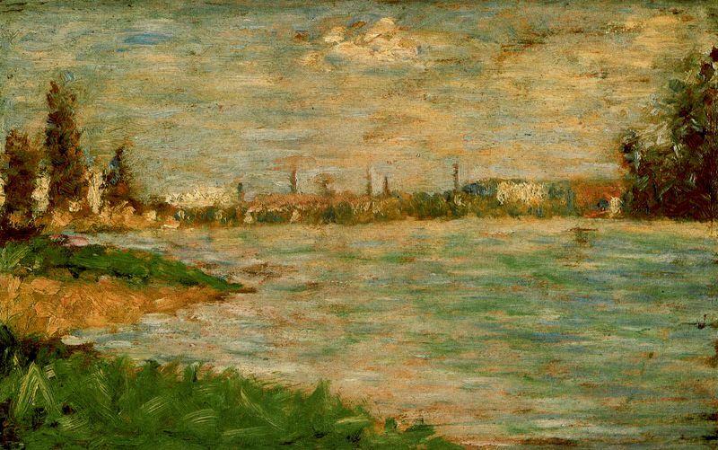 Wikioo.org - สารานุกรมวิจิตรศิลป์ - จิตรกรรม Georges Pierre Seurat - The River Banks