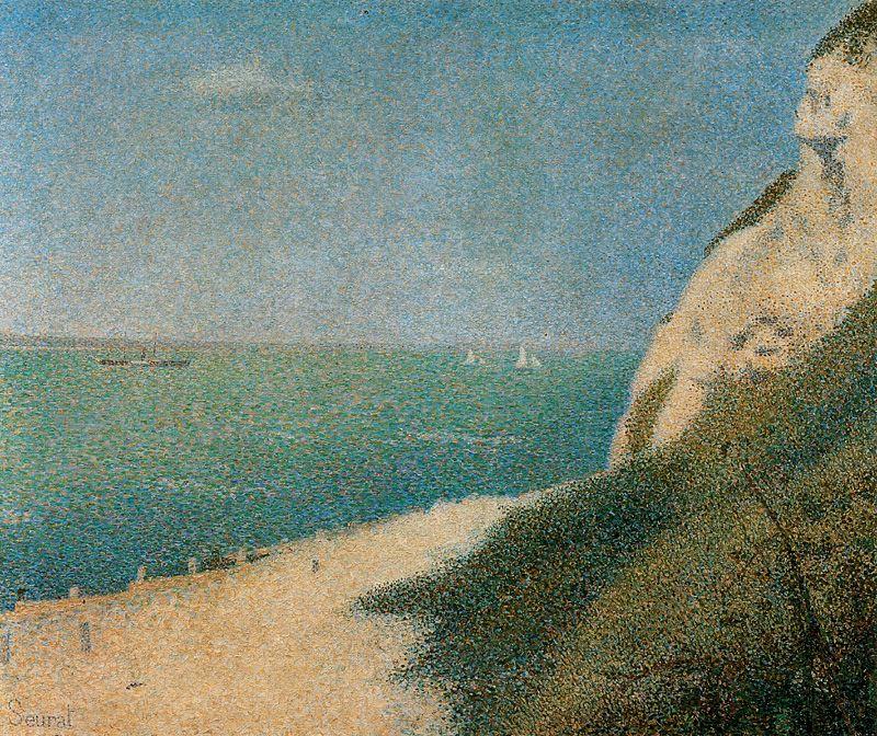 Wikoo.org - موسوعة الفنون الجميلة - اللوحة، العمل الفني Georges Pierre Seurat - The Shore at Bas-Butin, Honfleur