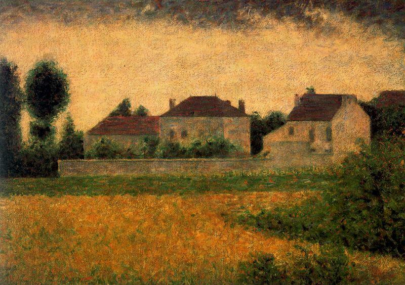 WikiOO.org - Енциклопедия за изящни изкуства - Живопис, Произведения на изкуството Georges Pierre Seurat - White Houses at Ville d'Avray