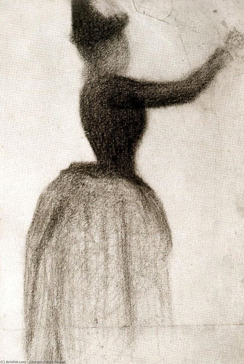 Wikoo.org - موسوعة الفنون الجميلة - اللوحة، العمل الفني Georges Pierre Seurat - Woman with Raised