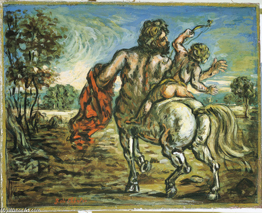 Wikioo.org - The Encyclopedia of Fine Arts - Painting, Artwork by Giorgio De Chirico - Cupido e il minotauro