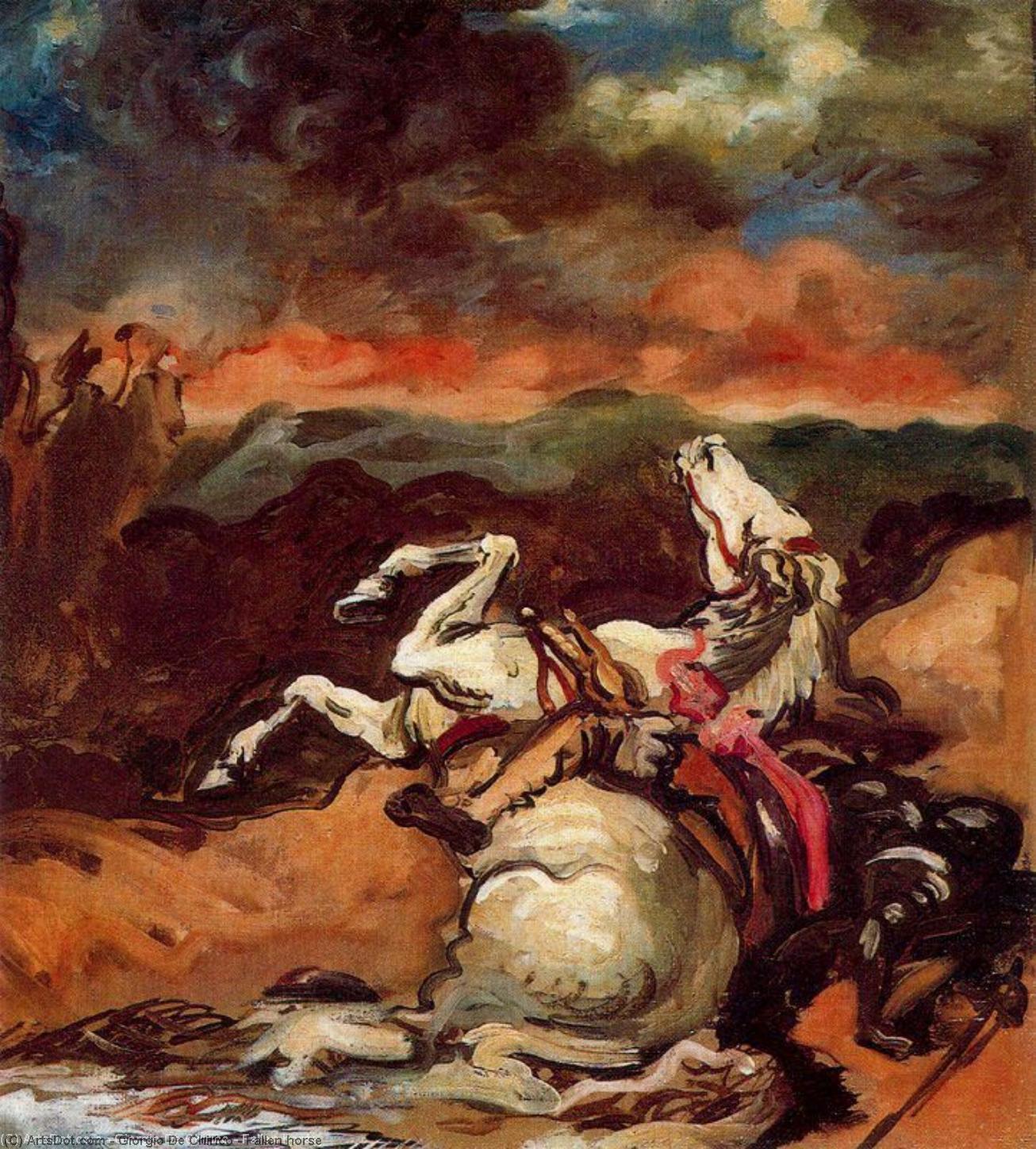 WikiOO.org - Encyclopedia of Fine Arts - Schilderen, Artwork Giorgio De Chirico - Fallen horse