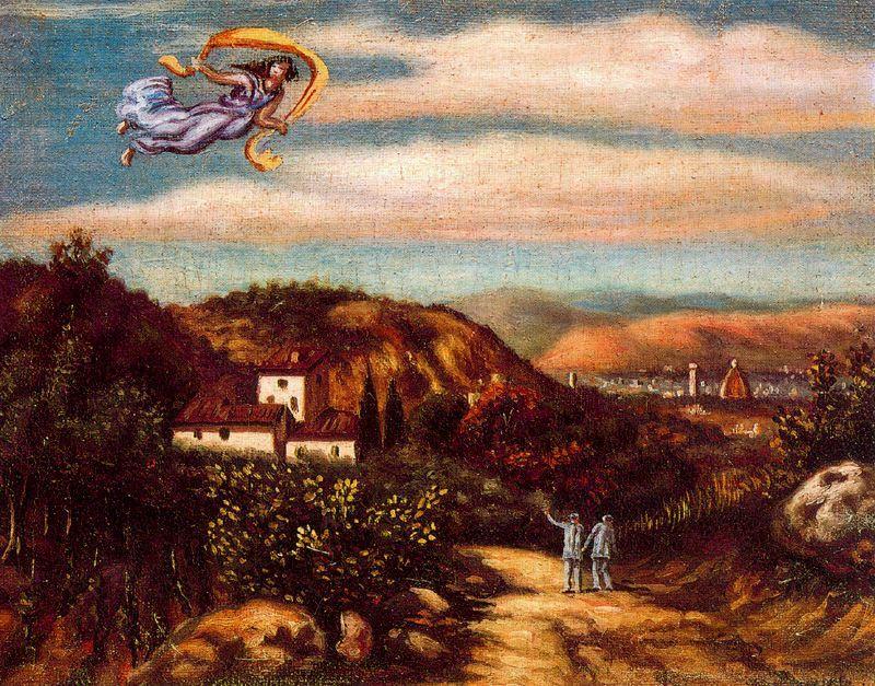 WikiOO.org - Εγκυκλοπαίδεια Καλών Τεχνών - Ζωγραφική, έργα τέχνης Giorgio De Chirico - Landscape with divinity