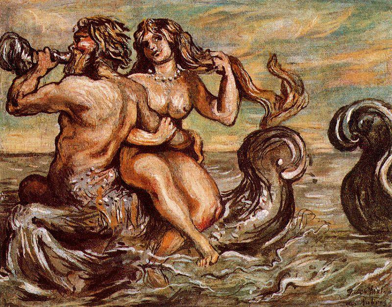 Wikioo.org - The Encyclopedia of Fine Arts - Painting, Artwork by Giorgio De Chirico - Nymph with Triton