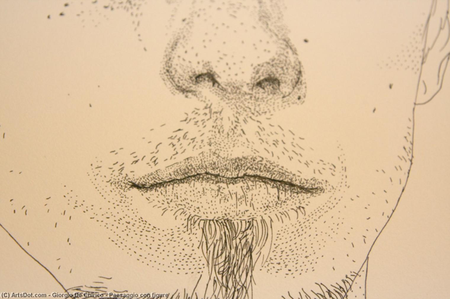 WikiOO.org - Encyclopedia of Fine Arts - Festés, Grafika Giorgio De Chirico - Paesaggio con figure