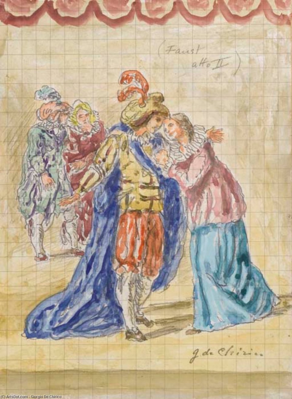 WikiOO.org - Encyclopedia of Fine Arts - Maleri, Artwork Giorgio De Chirico - Scena dal Faust atto II