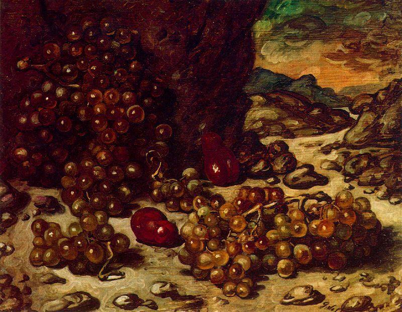 Wikioo.org - The Encyclopedia of Fine Arts - Painting, Artwork by Giorgio De Chirico - Still Life with rocky landscape