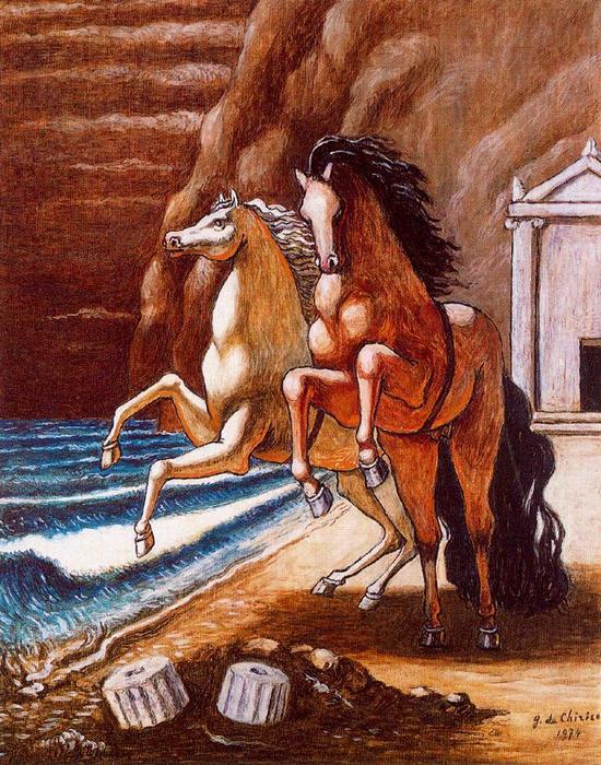 WikiOO.org - Encyclopedia of Fine Arts - Lukisan, Artwork Giorgio De Chirico - The horses of Apollo