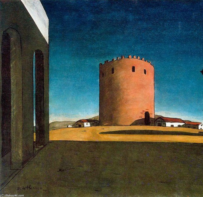 WikiOO.org - Encyclopedia of Fine Arts - Lukisan, Artwork Giorgio De Chirico - The red tower 1