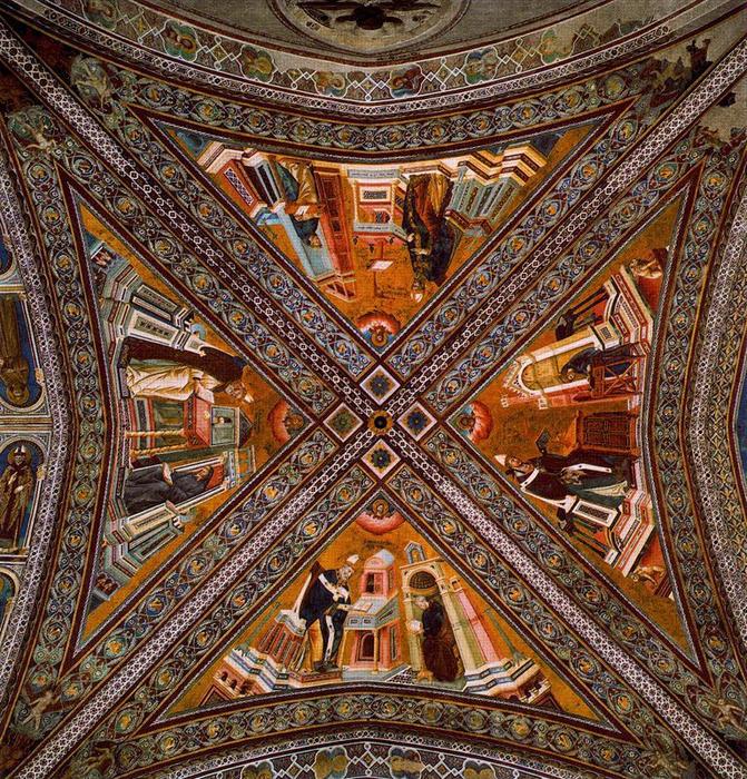 WikiOO.org - Encyclopedia of Fine Arts - Maleri, Artwork Giotto Di Bondone - Bóveda de los Padres de la Iglesia