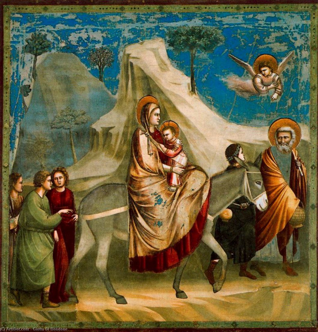 Wikioo.org - The Encyclopedia of Fine Arts - Painting, Artwork by Giotto Di Bondone - La huida a Egipto