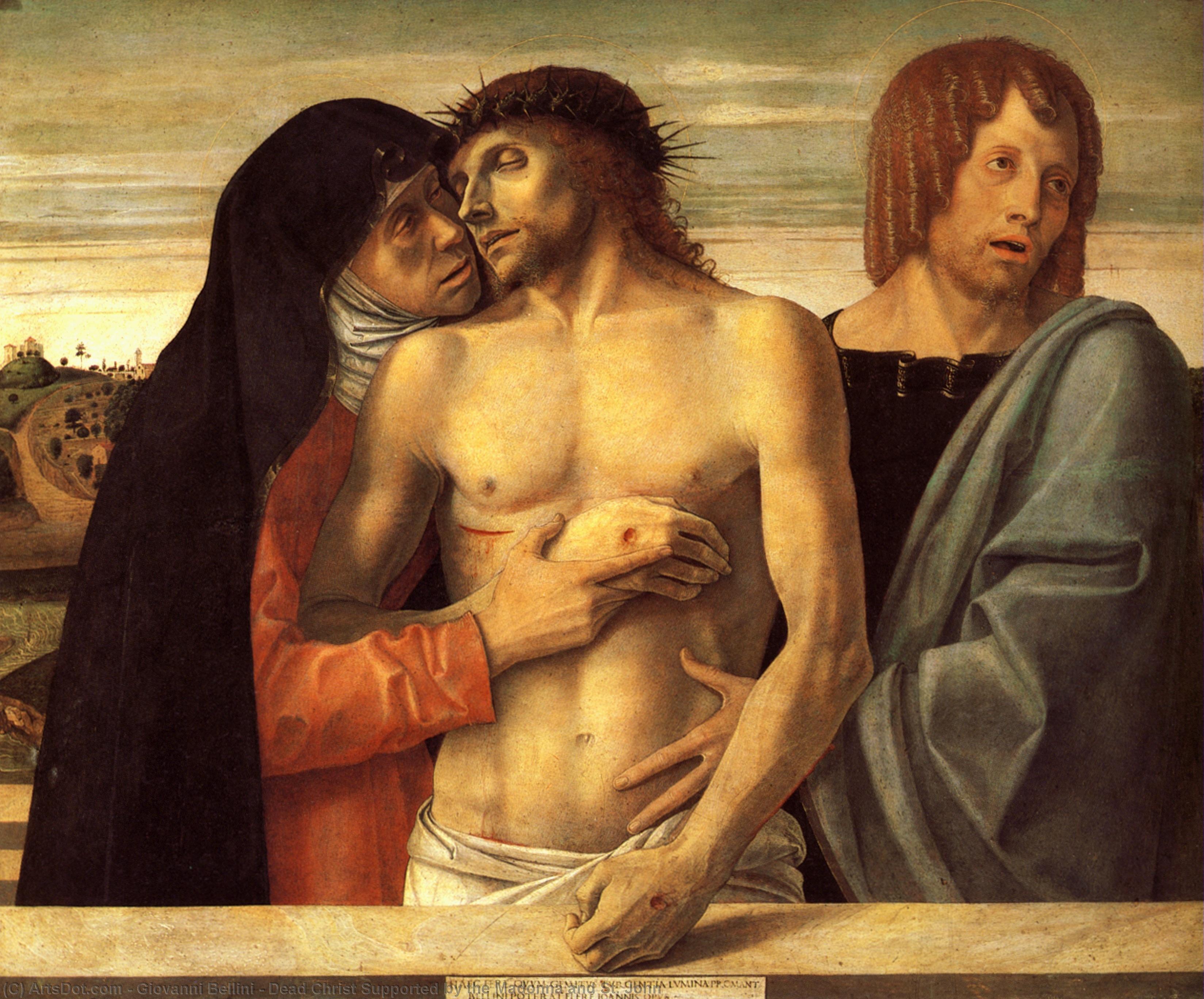 Wikioo.org - The Encyclopedia of Fine Arts - Painting, Artwork by Giovanni Bellini - Dead Christ Supported by the Madonna and St. John