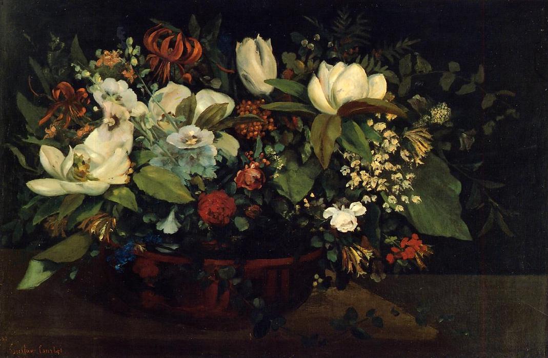 Wikioo.org - The Encyclopedia of Fine Arts - Painting, Artwork by Gustave Courbet - Basket of Flowers