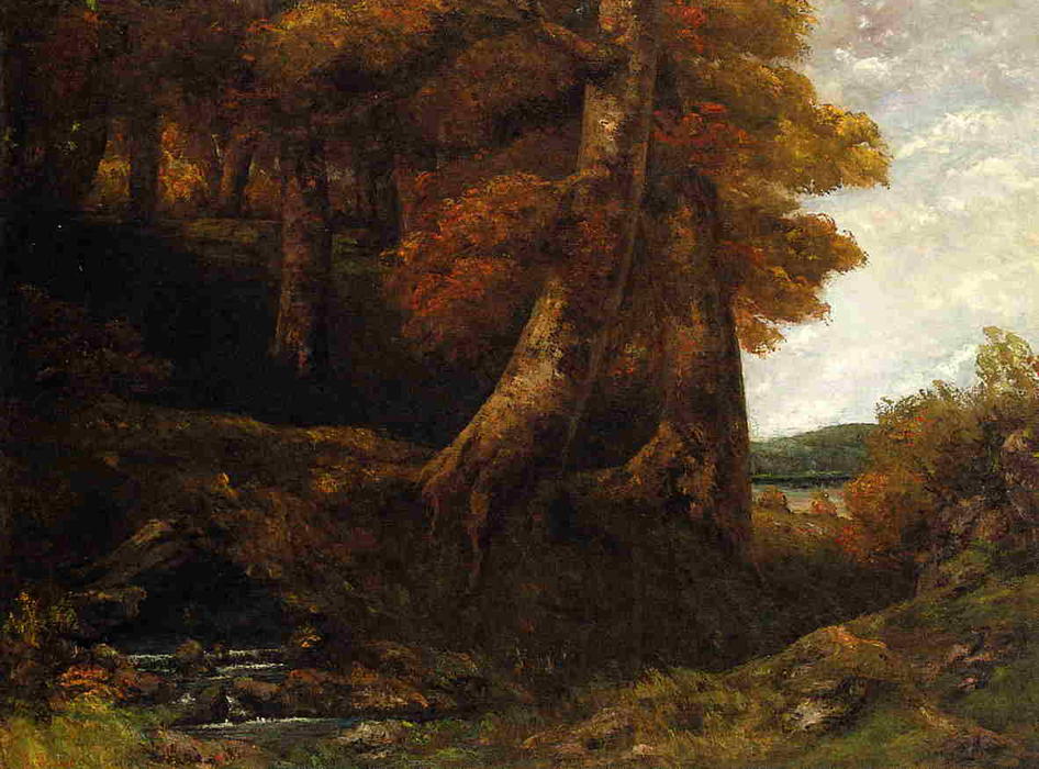 Wikioo.org – La Enciclopedia de las Bellas Artes - Pintura, Obras de arte de Gustave Courbet - Entrando en el Bosque