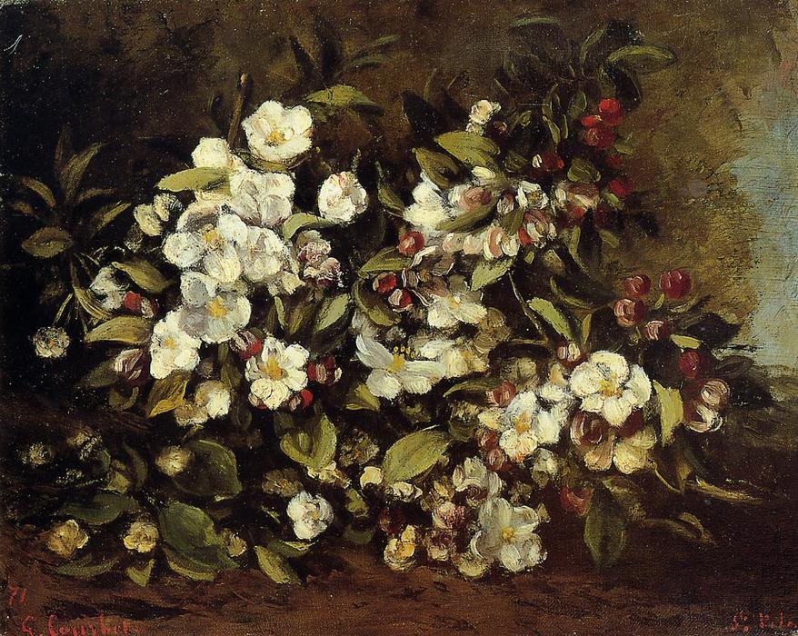 Wikioo.org - The Encyclopedia of Fine Arts - Painting, Artwork by Gustave Courbet - Flowering Apple Tree Branch