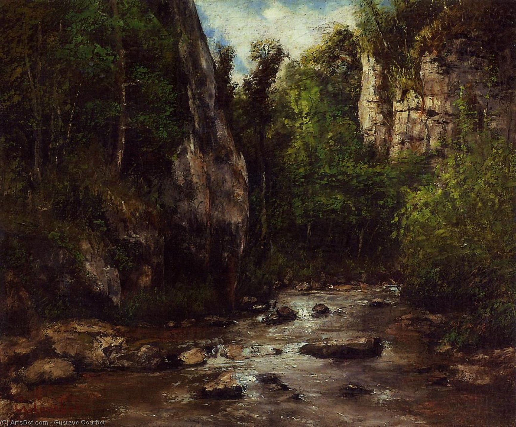 Wikioo.org - Bách khoa toàn thư về mỹ thuật - Vẽ tranh, Tác phẩm nghệ thuật Gustave Courbet - Landscape near Puit Noir, near Ornans