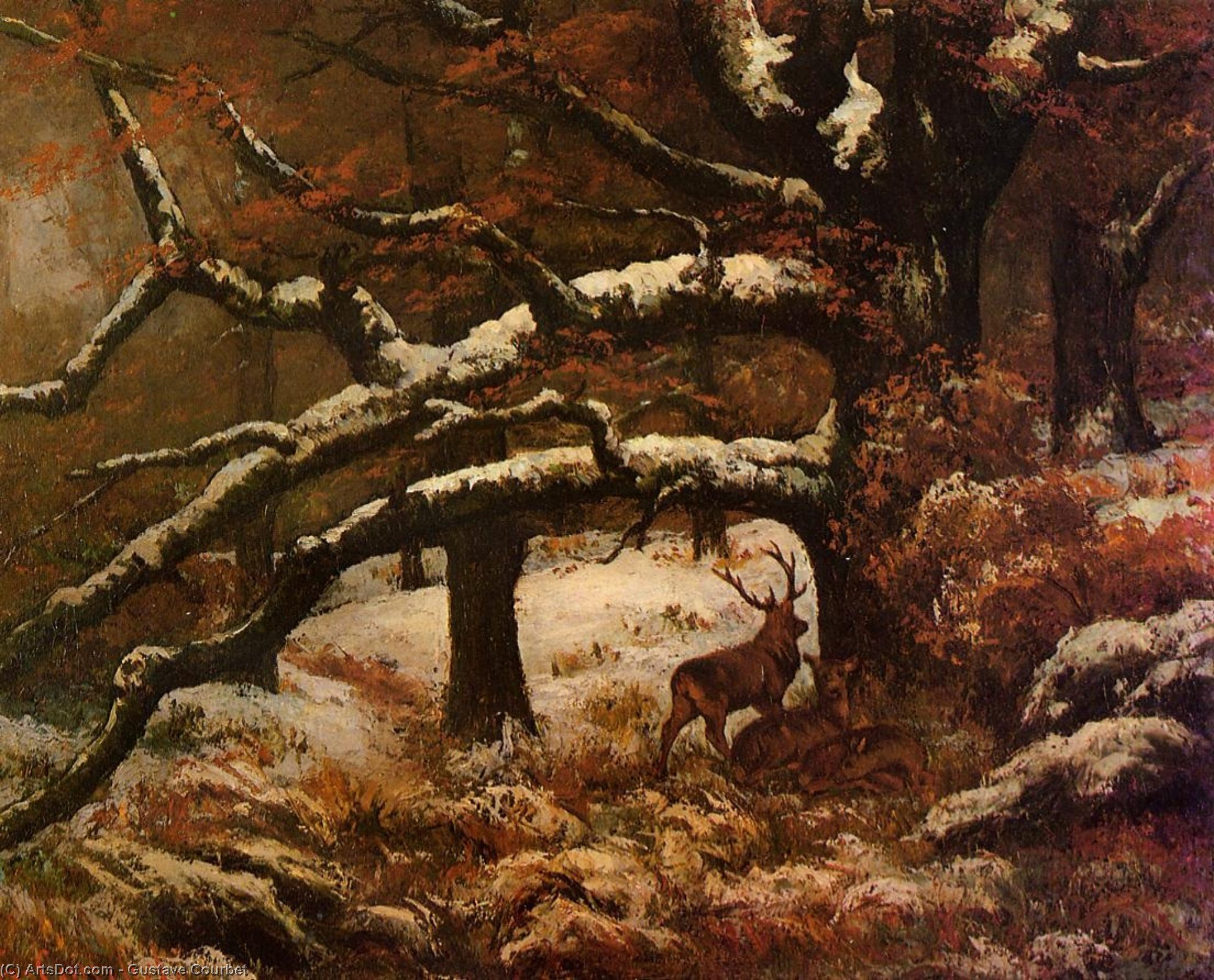 WikiOO.org - Güzel Sanatlar Ansiklopedisi - Resim, Resimler Gustave Courbet - Remise de Cerfs