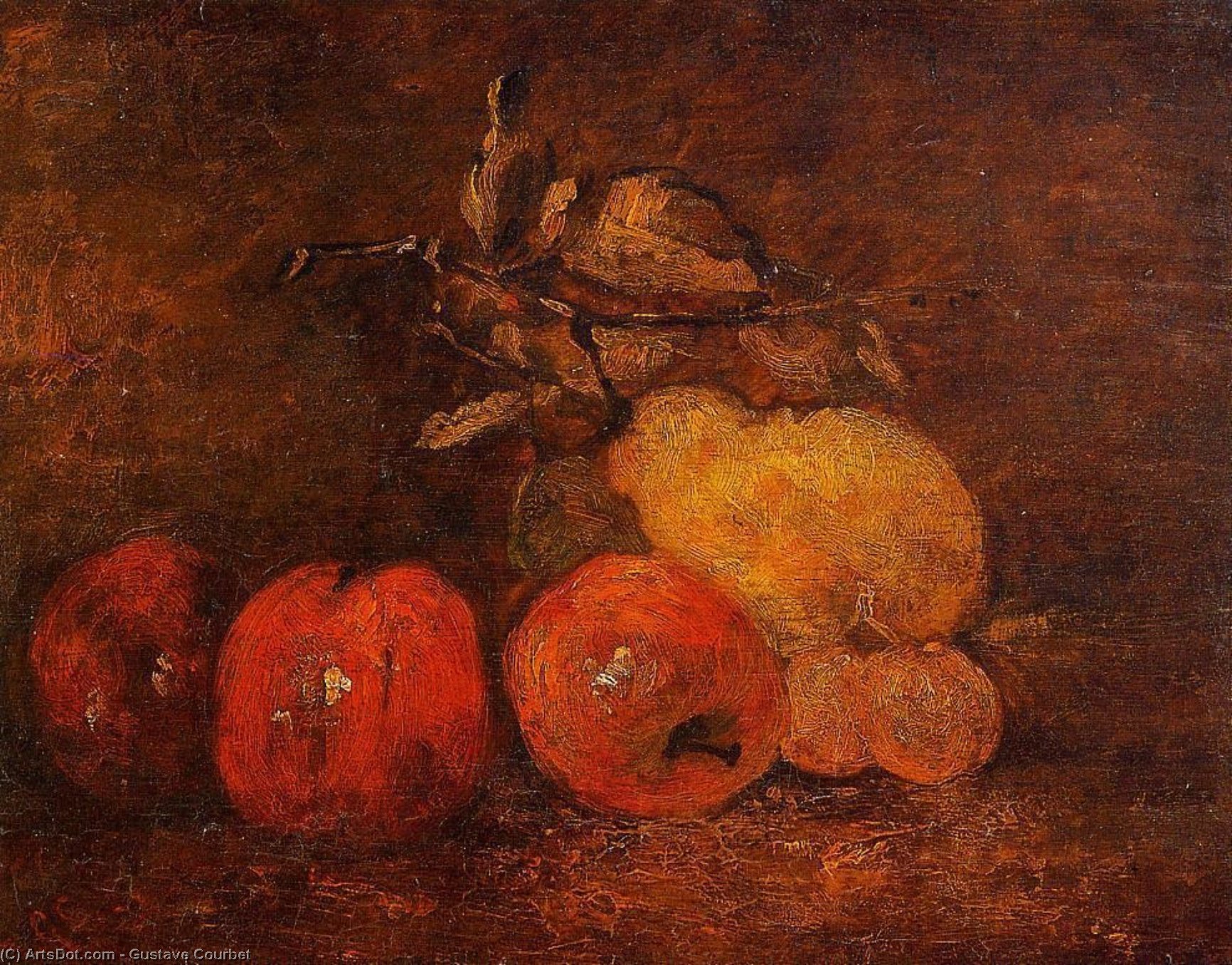 Wikioo.org – La Enciclopedia de las Bellas Artes - Pintura, Obras de arte de Gustave Courbet - bodegón con peras y manzanas