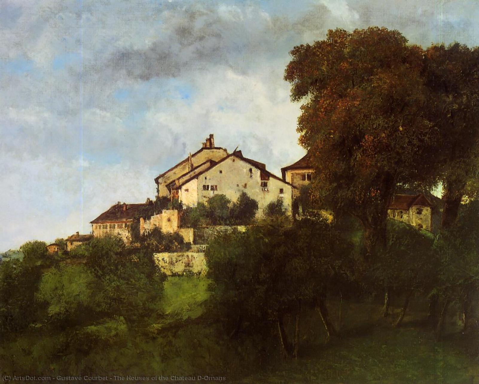Wikioo.org - Encyklopedia Sztuk Pięknych - Malarstwo, Grafika Gustave Courbet - The Houses of the Chateau D'Ornans