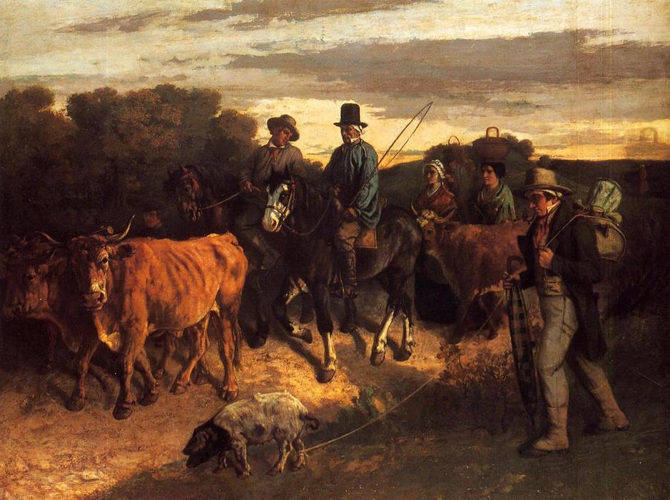 Wikioo.org – L'Enciclopedia delle Belle Arti - Pittura, Opere di Gustave Courbet - i contadini di flagey tornando dalla fiera , Ornans