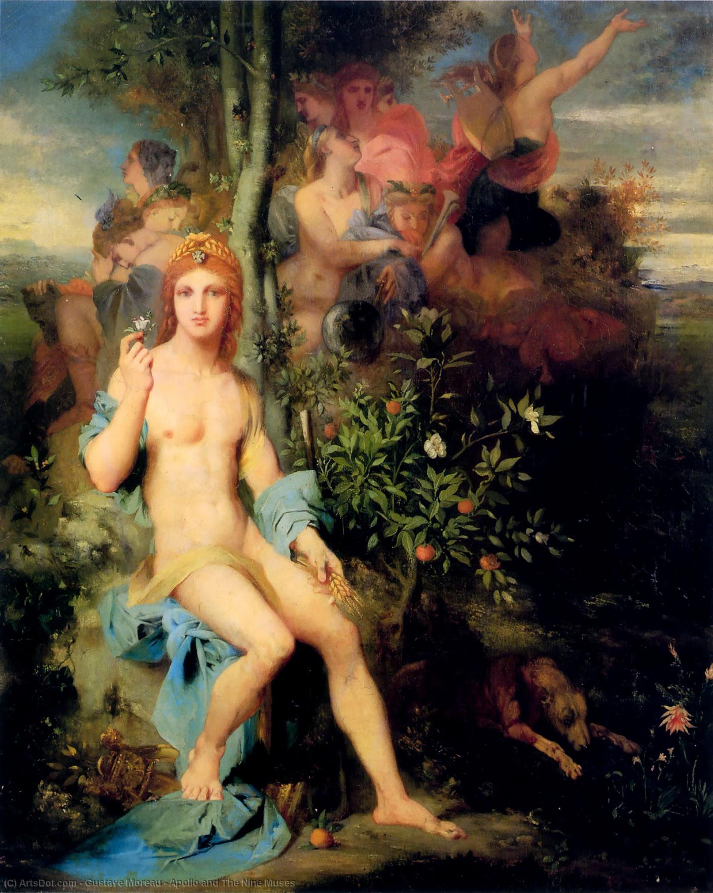 Wikoo.org - موسوعة الفنون الجميلة - اللوحة، العمل الفني Gustave Moreau - Apollo and The Nine Muses