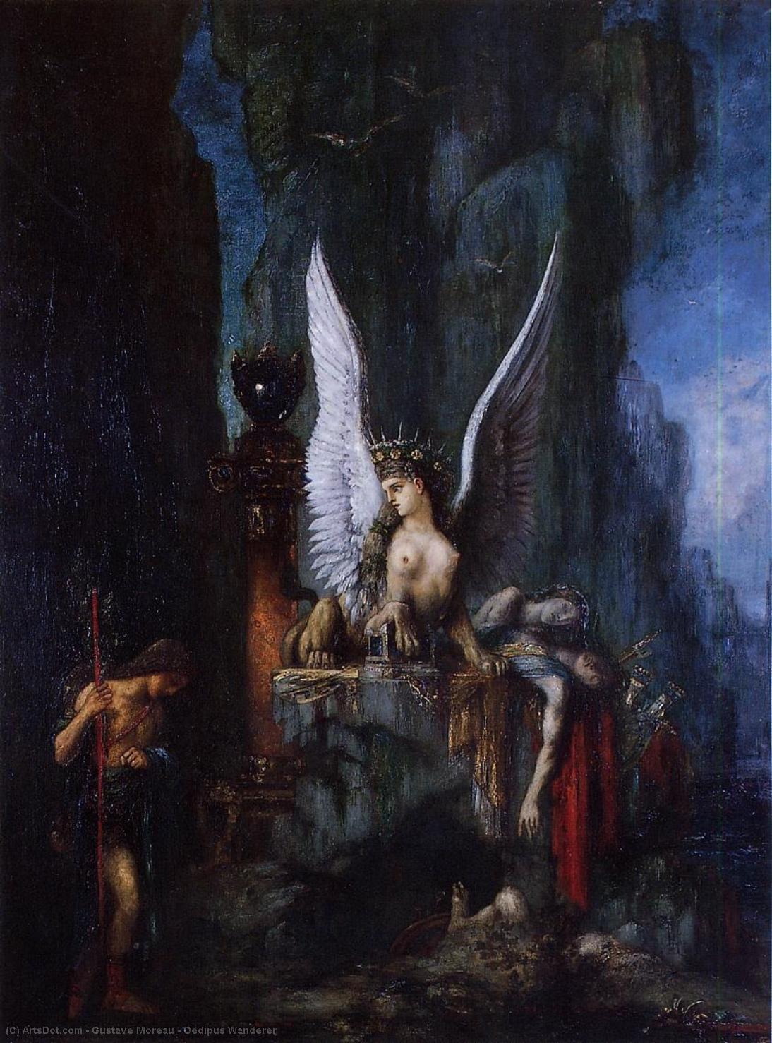Wikioo.org – La Enciclopedia de las Bellas Artes - Pintura, Obras de arte de Gustave Moreau - Edipo Vagabundo