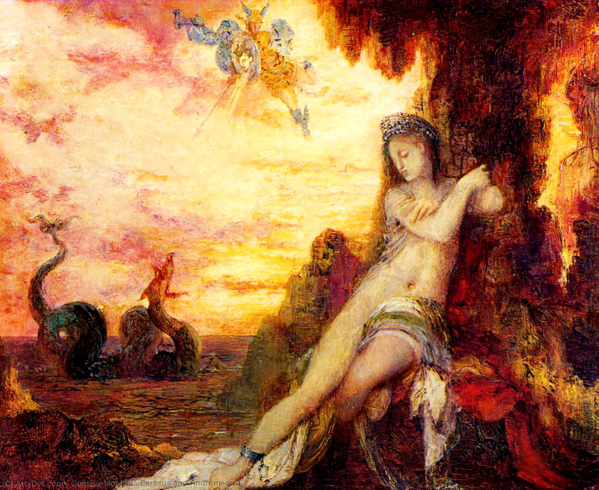 WikiOO.org - Encyclopedia of Fine Arts - Maalaus, taideteos Gustave Moreau - Perseus and Andromeda 1